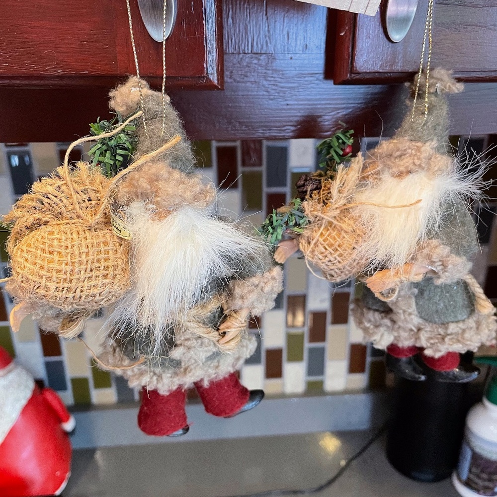 2 vintage Old World St Nick/Santa ornaments